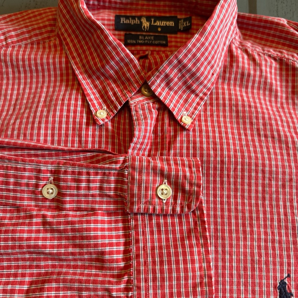 Ralph Lauren Blake Button Down Shirt Long Sleeve Plaid Cotton Casual‎ XL